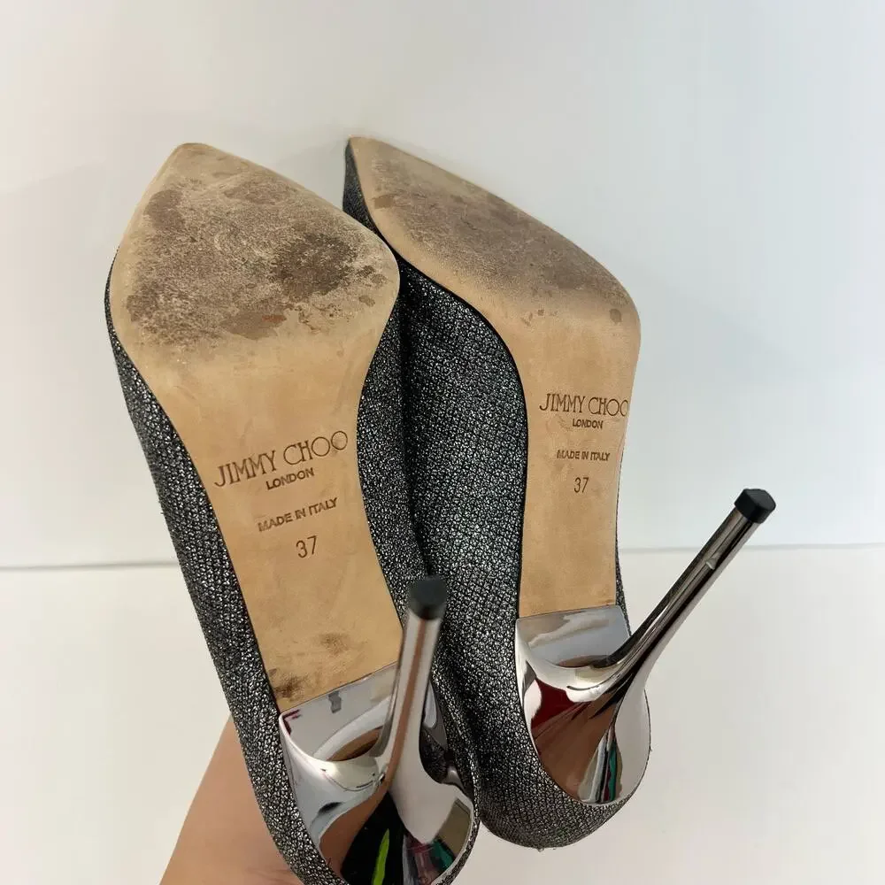 Jimmy Choo Glitter Pointed-Toe Pumps Shoes Heels | Size 37 (US 7)